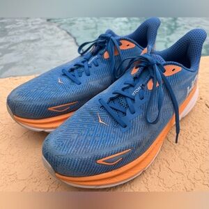 Hoka One One Clifton 9 Coastal Sky Blue Orange Running Shoes Men’s Size 12 VGC